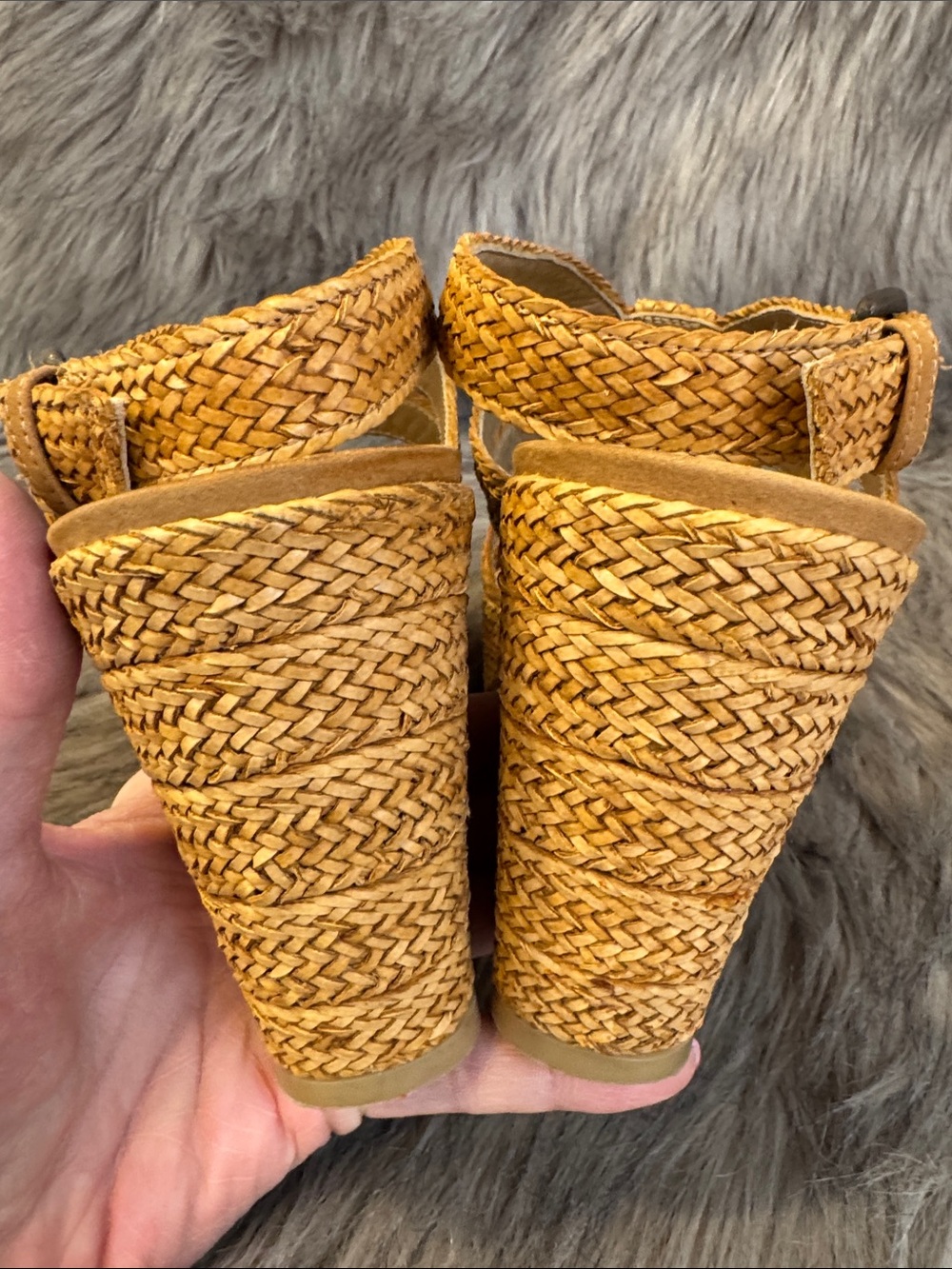 Stuart Weitzman Braided Platform Wedge Sandals in Tan Size 9 - Picture 8 of 10